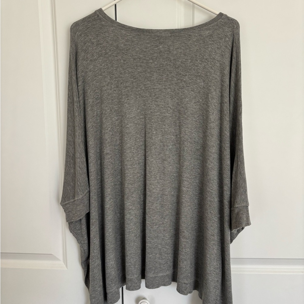 Anthropologie xs/s Bordeaux Gray V-Neck oversized bat sleeve boxy top - Picture 4 of 9